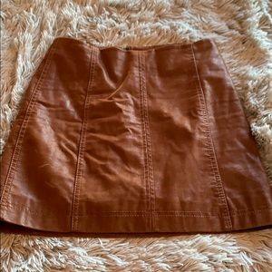 Free people brown vegan leather mini skirt